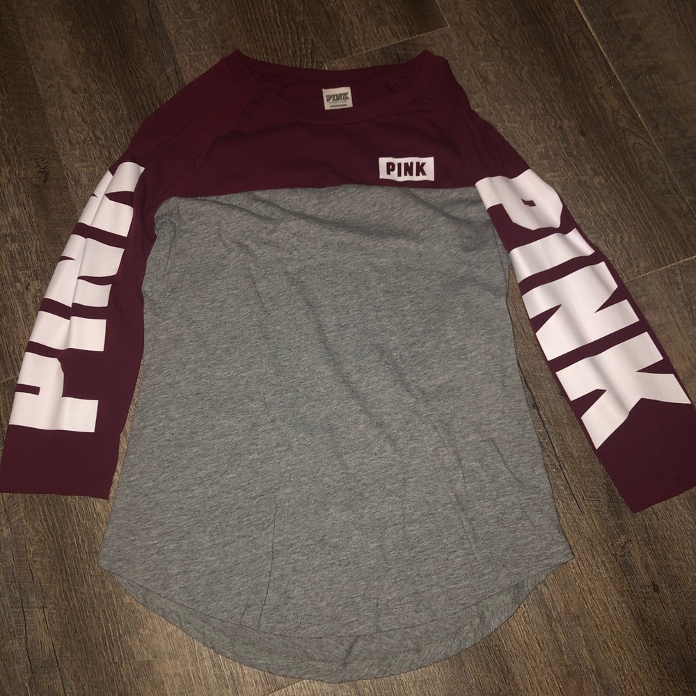 Pink 3/4 sleeve raglan